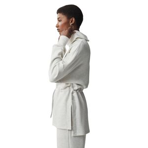 Sudadera de Felpa para Mujer, Talla Grande, de Invierno, Casual, de Color Sólido, con Cintura Ajustada, Manga Larga, Bordada, 100% Algodón Lavado - Product Image 4
