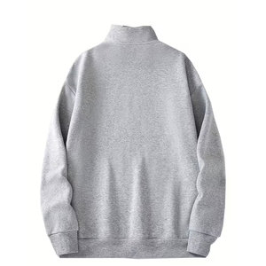 Men's Half Zip Streetwear Sweatshirt Oversized <b>Mock</b> <b>Neck</b> Plain Cotton Custom Logo Pullover <b>Top</b> - Product Image 2