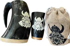 Taza de Cuerno Vikinga de Alta Calidad con Diseño Único y Logotipo, Taza para Beber de Cuerno de Búfalo Tallada a Mano, Artículo Decorativo para Exportación en India - Product Image 6
