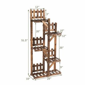 Pianta in legno a 5 livelli con 6 vasi espositore fioriera per mobili da giardino - Product Image 4