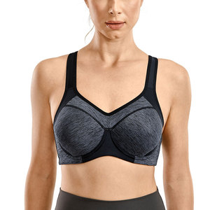 Soutien-gorge de sport pour femme à maintien élevé, respirant, sans coutures, à bretelles réglables, avec coussinets amovibles et logo frontal, faible MOQ - Product Image 2
