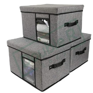 <b>Collapsible</b> Closet <b>Storage</b> Cube Luggage & Travel Bags Box with Lid and Handles for Bedroom Shelf Wardrobe Organization - Product Image 4