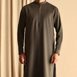 Costume Shalwar Kameez pour homme, modèle 2026, fabriqué en usine, design actuel, été, décontracté, en coton, manches longues, motif uni, respirant, pour tous les jours - Product Image 1