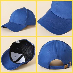 Blue 6-Panel Baseball <b>Cap</b> Cotton Adjustable Fit Unisex Casual Hat Solid Color Fitted Back Closure - Product Image 3