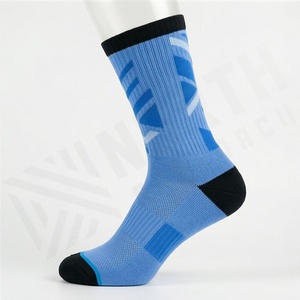Blue Geometric Pattern Athletic Crew Socks Breathable Running Sport Socks for Adults Summer Use - Product Image 3
