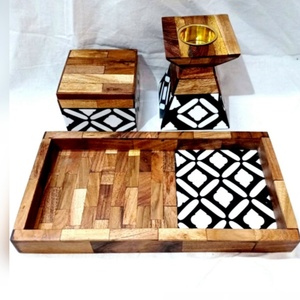 Juego de bandejas para servir con incrustaciones de perlas de estilo árabe, caja de quemador Oud ecológica y característica de Animal de regalo de Ramadán - Product Image 2