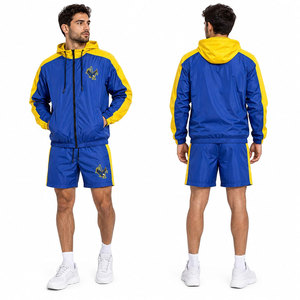 Custom <b>Men</b> Sets Two Piece Custom Dtg Print Zip up Nylon Two Piece Joggers Short Set Windbreaker Shorts and <b>Jacket</b> Tracksuit - Product Image 2