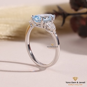 Birnenförmiger Modischer Alltagsring CVD Laborgezüchteter Diamant 2,00 Karat 14K Massivgold VS1 Reinheit Fancy Vivid Blau IG Zertifiziert - Product Image 3