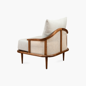 Fauteuil rembourré moderne de style mid-century avec coussin en tissu et pieds en bois massif pour le salon, meubles de maison - Product Image 2