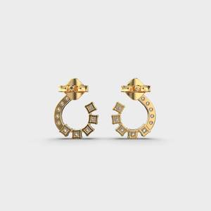 Luxury 14K Gold Filled Princess Cut Diamond Huggie Earrings Women's Geometric <b>Stud</b> Jewelry Everyday Wear - Product Image 2