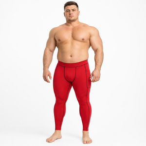 <b>Men</b> Plus Size <b>Compression</b> Leggings High Waist Yoga Pant Elastic Waist Polyester Gym <b>Tights</b> Eco-Friendly Sports Training Legging - Product Image 1