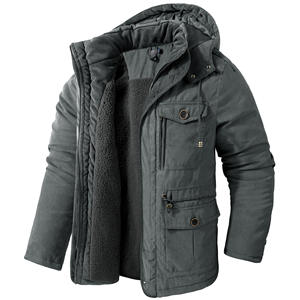 Chaqueta de Invierno Cálida con Capucha y Forro Polar para Hombre, Talla Grande, con Múltiples Bolsillos, Chaqueta Informal Cálida y Cómoda - Product Image 1