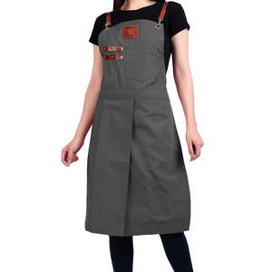 Tablier de cuisine vintage en toile véritable multi-poches pour femme, en cuir véritable de qualité supérieure, réglable - Product Image 4