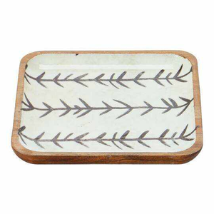 Plateau rectangulaire en bois émaillé imprimé pour le service et le rangement des aliments, idéal pour le petit-déjeuner, la restauration, les mariages et comme accent de table moderne pour la maison. - Product Image 6