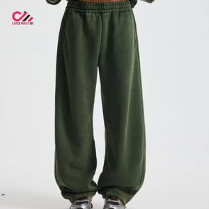 100% Cotton Fleece Sweatpants Elastic Waist <b>Baggy</b> Casual Pants Midweight Green Autumn Wear Side Pockets <b>Baggy</b> <b>Trouser</b> - Product Image 2
