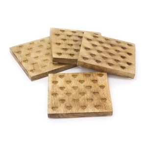 Sous-verres carrés de luxe en bois MDF poli foncé, faits à la main, écologiques, épaisseur 10 mm, Artizon Studio AS-WC640, vente en gros - Product Image 2