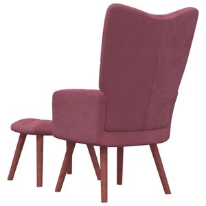 Sedia rilassante in velluto rosa con sgabello per l'arredamento del soggiorno - Product Image 4
