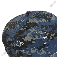 Casquette de baseball SIBRIN personnalisée à visière incurvée, camouflage numérique bleu, 7 panneaux, sportive, respirante, pour le skateboard et les activités de plein air