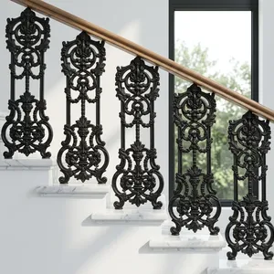 Panel de barandilla de escalera de hierro forjado ornamentado, trabejado decorativo, balaustres metálicos decorativos para renovación de escaleras interiores - Product Image 1