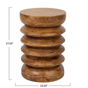 <b>Oak</b> Stone CNC Machined Wabi-Sabi Coffee <b>Table</b> <b>Round</b> Living Room Side <b>Table</b> Custom Furniture Housewarming Tabletop Indoor Use - Product Image 4