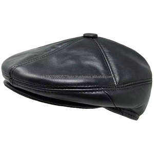 Gorras de Cuero Genuino para Hombre de Alta Calidad, con Orejeras, Estilo Casual, Nueva Moda, Gorras de Cuero Estilo Newsboy con Logotipo Personalizado OEM - Product Image 1