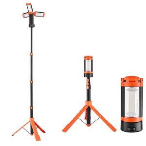 Lampada da Lavoro LED Ricaricabile Senza Fili 6Ah, 2200 Lumen, 3 Teste Staccabili, Supporto Treppiede per Campeggio e Officine, AC - Product Image 1