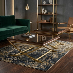 Table basse moderne en verre avec base en acier inoxydable doré en forme de X, table d'appoint carrée en verre trempé, meubles de luxe pour salon - Product Image 3