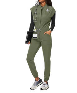 Ensemble de Blouse et Pantalon de Travail Personnalisé pour Femmes, Manches Courtes, Joggers, Rouge, Vente en Gros, Uniformes Médicaux Designer BY HI - Product Image 2