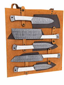 BurraqCustom Handmade Forged Damascus Steel Chef <b>Knife</b> Set 5-Piece Bone Handle Traditional Style Ambidextrous Dishwasher <b>Safe</b> - Product Image 3