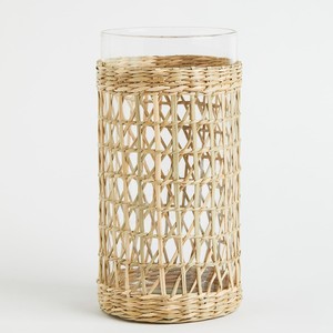 Cubierta para jarra de leche hecha a mano con hierba marina, vaso de vidrio tejido con hierba marina, portavasos de paja tejida - Product Image 1