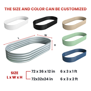 Lit de jardinière de jardin surélevé en acier galvanisé ovale lit surélevé en métal extérieur pour plantes légumes du Vietnam - Product Image 2