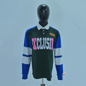 <b>Womens</b> Long Sleeves <b>Polo</b> <b>Shirts</b> Green Blue <b>White</b> Color Block Exclusive Print Knitted OEM Casual Breathable Polyester Front Logo - Product Image 1