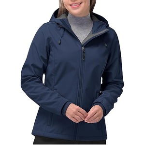 Chaqueta Impermeable con Capucha para Mujer, Chaqueta Softshell Azul con Cierre de Cremallera, Transpirable, Chaqueta de Lluvia - Product Image 1