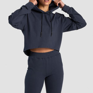 Sudadera con capucha corta ligera personalizada para mujer al por mayor, estilo oversize, informal, tipo jersey, para mujer - Product Image 2