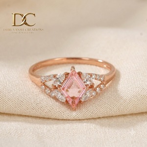 Bague ethnique en or rose massif 14 carats avec diamant de laboratoire et saphir padparadscha de laboratoire, bijoux fins pour femmes certifiés IGI - Product Image 2