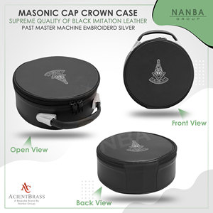 Limited Masonic Masonic Past Master Premium Masonic Crown Cap <b>Case</b> Leather – Freemason Hat Storage <b>Carrying</b> Box - Product Image 4