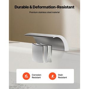 Rubinetto per vasca da bagno a cascata a 3 fori, set rubinetteria con 2 maniglie, montaggio su bordo vasca, accessorio per bagno - Product Image 4