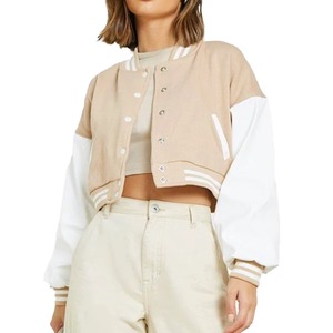 Chaqueta Universitaria Personalizada para Mujer, Cuerpo de Lana, Mangas de Cuero, Chaqueta Universitaria Bordada, Servicio de Muestras de Marca Privada OEM ODM - Product Image 5
