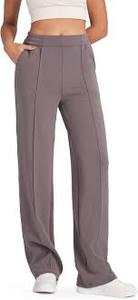 Women's Knitted Solid Color Full Length Loose Fit <b>Pants</b> With Large Pockets Elastic Waistband Breathable Casual Wear All Seasons - Product Image 3