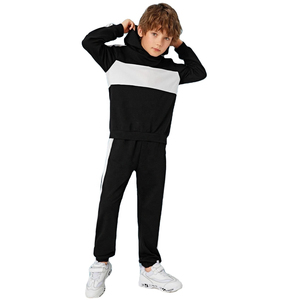 Custom Boys Tracksuit Color Block Kids Hoodie <b>Sweatpants</b> Set <b>Wholesale</b> Children Fleece Jogger Suit Warm Autumn Winter Toddler - Product Image 2