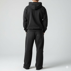 Ensemble de jogging personnalisé pour homme, survêtement effet délavé avec sweat à capuche zippé et pantalon de survêtement évasé à jambe droite - Product Image 3