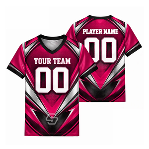 Nouveau maillot de football personnalisé à sublimation, col en V, 100% polyester, unisexe adulte, respirant, manches courtes, nom de l'équipe, taille plus - Product Image 2