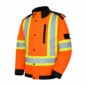 Chaqueta de Invierno Reversible Personalizada de Alta Visibilidad, Acolchada, Reflectante, de Microfibra Antibacteriana, Ropa de Trabajo para Hombre, Construcción de Carreteras - Product Image 1