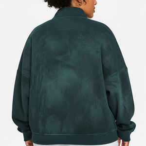 Sweat-shirt à fermeture éclair quart de tour en molleton de coton biologique épais de haute qualité, délavé à l'acide, avec logo imprimé personnalisé, tendance - Product Image 5