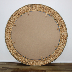 Natural Water Hyacinth Rustic <b>Round</b> <b>Wall</b> <b>Mirror</b> Handwoven Decorative Frame for Boho Home Living Room Decor - Product Image 2