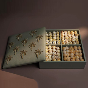 Custom Sun Beads Embroidered Fabric Chocolate 4 Grid Packaging <b>Box</b> Paper Empty Dessert <b>Sweet</b> Chocolate Bars <b>Gift</b> Boxes for Dates - Product Image 3