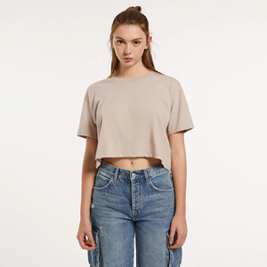 Camiseta Corta de Manga Corta con Cuello Redondo 100% Algodón para Mujer, Hombros Caídos, Secado Rápido, Transpirable, Verano, Calidad de Lujo, Ropa Urbana - Product Image 3