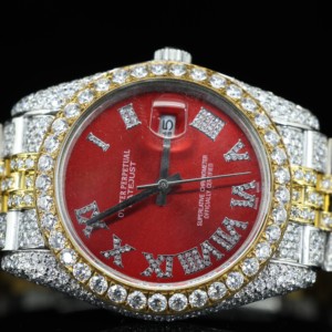 Nuevo Reloj Automático de Lujo Uwin con Cristal de Zafiro y Diamantes de Imitación en Dos Tonos, Estilo Rapero Unisex 10 - Product Image 2