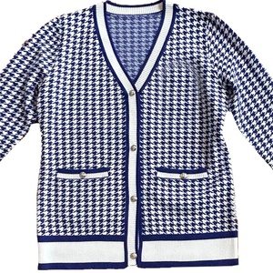 Cardigan en tricot pour femmes Zeta Phi Beta, motif pied-de-poule, manches longues, col en V, boutons sur le devant, style classique, manches longues, à porter toute l'année - Product Image 2