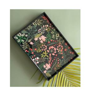 Luxury Wooden Enamel Printed <b>Breakfast</b> Serving Storage Tray Chic Rectangular Serving Platter For Home Weddings Table Accessories - Product Image 3